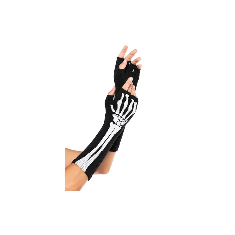LEG AVENUE Damen skeleton vingerless Handschuhe, Schwarz, Einheitsgröße EU