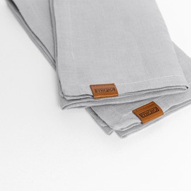 MIQIO Design Cotton Napkins, Set of 6, 45 x 45 cm, Fabric Napkins Made of 100% Organic Cotton, GOTS, BCI and Ökotex Certified, Light Grey