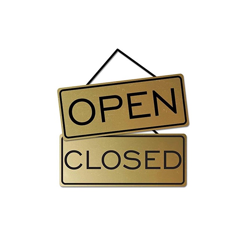 All Quality Open Closed Sign (Brushed Gold)