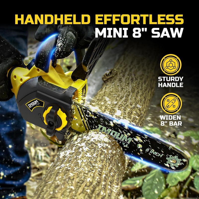 8 Inch Mini Chainsaw Cordless, Brushless Electric Chainsaw with 2x