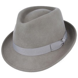Znor Trilby Wool Hat Waterproof Fedora Winter Hats For Men Sun Protection Handmade Party Hats For Men Uk [ Grey-L ]