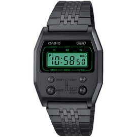 Casio Classic A1100B-1JF Premium Series Wristwatch, Black, Black, Stainless steel band
