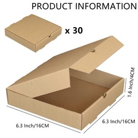 RHBLME - Paquete de 30 cajas de pizza kraft a granel, 6.3 x 6.3 x 1.6 pulgadas, pequeñas cajas de cartón corrugadas para pizza, caja de pizza reutilizable, cajas de embalaje para horno, para llevar,