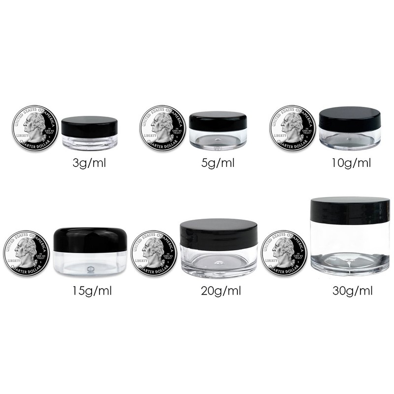 Beauticom 20G/20ML Clear Round Sample Container Jars with Purple Lids