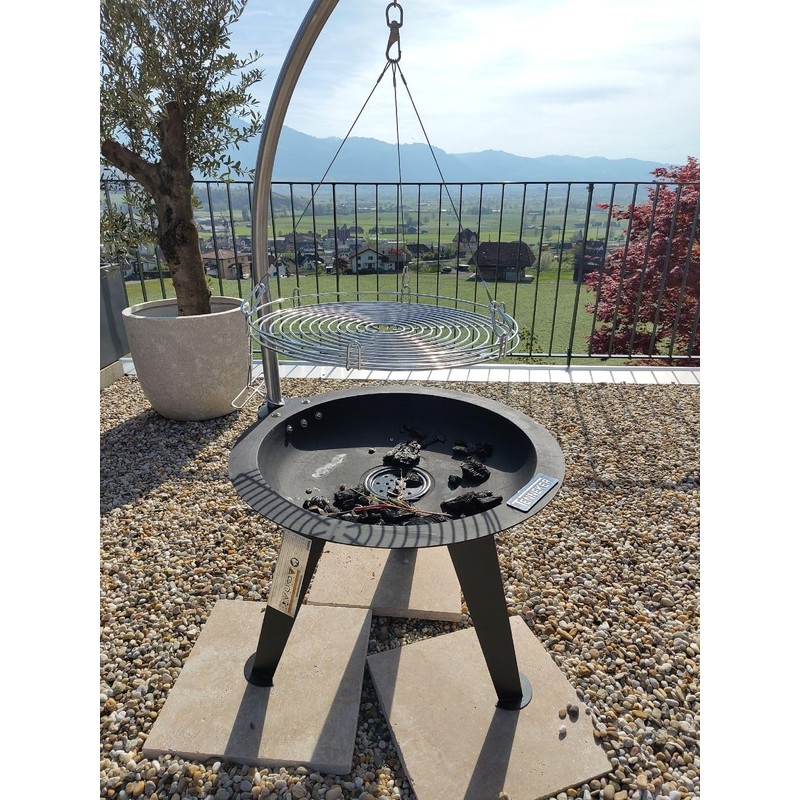 20-Inch Large Cooking Grill Basket with Chain for Outdoor Campfire