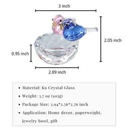 Crystal Bird Figurine Faceted Glass Birdy Nest Statue Valentine's Day Gift for Her Cute Animal Collectible Ornament Home Decor (Pink and Blue)