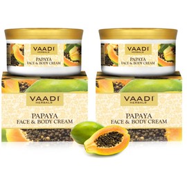 Papaya Face and Body Moisturizer Cream 10.6 Ounce (Pack of 2 X 150 Gm) - Herbal Cream - all Natural - no Paraban - no Sulfate - Vaadi Herbals