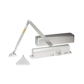Global Door Controls Commercial Full Cover Door Closer in Aluminum with Adjustable Spring Tension - Sizes 2-6