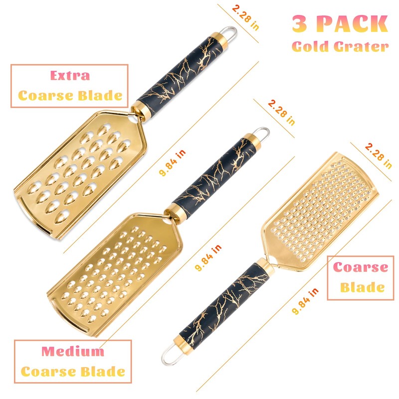 Professional Cheese Grater, Gold Stainless Steel Cheese Grater Handheld, Grater