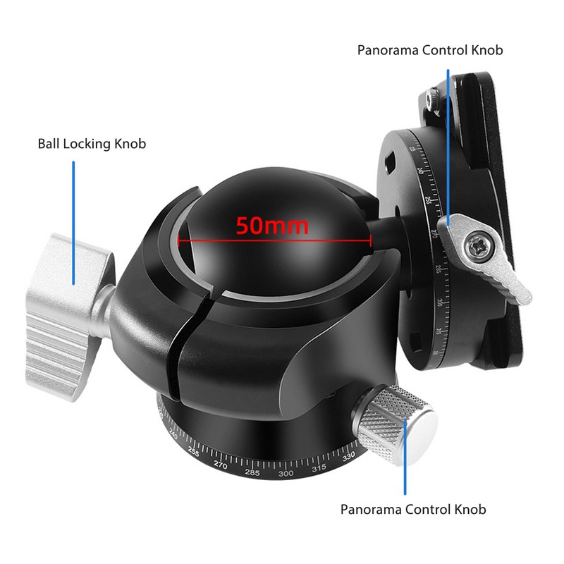 Panoramic Tripod Head Dual Panorama Low Gravity 360 Degree Rotating