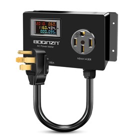 50A AC Power Meter, 240V NEMA 14-50P to NEMA 14-50R LCD Display Digital Multimeter Tester with 1.3FT 10AWG Cable, Multifunction Energy Monitor Voltage Current Frequency Power Factor Outlet Monitor
