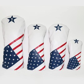 ANCLLO Set of 4pcs Golf Premium Vintage Style PU Leather Headcovers 1 3 5 U Driver Fairway and Hybrid Head Covers Fits 460cc Drivers Classic Look