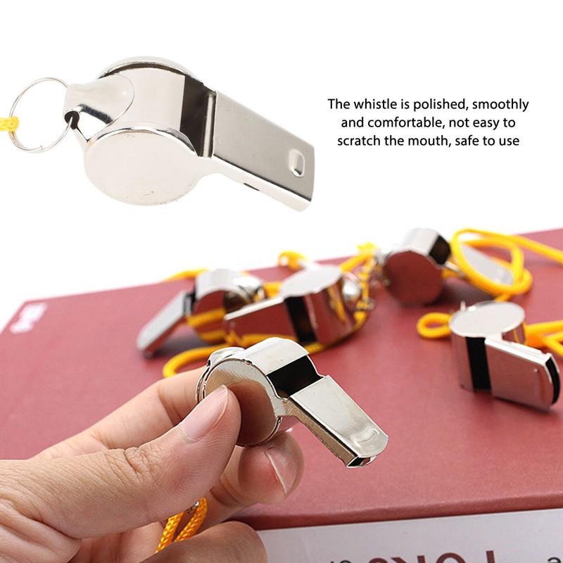 24pcs Stainless Steel Sports Whistles with Lanyard Loud Crisp Sound