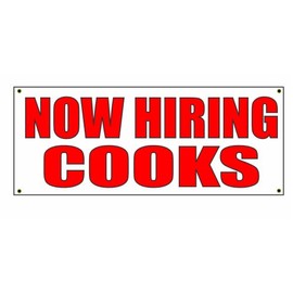 Now Hiring Cooks 2x5 Banner Sign Red