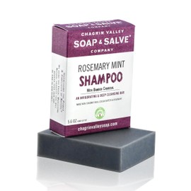 Organic Natural Shampoo Bar, Rosemary Mint Charcoal 2X Pack, Chagrin Valley Soap & Salve
