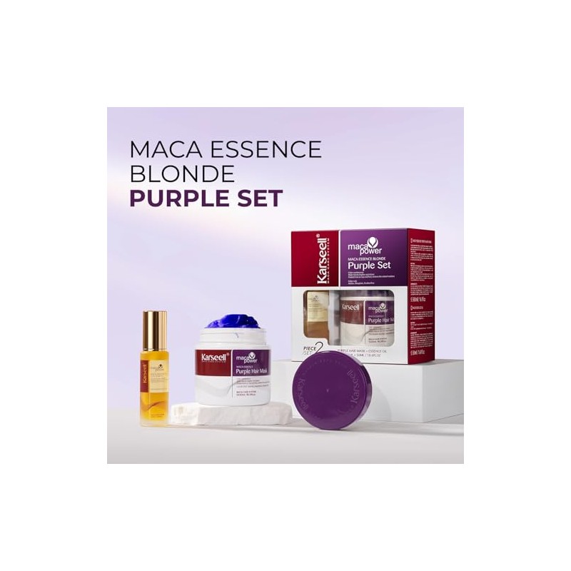 Karseell Mascarilla Capilar Con Aceite De Argán Púrpura 16.9floz+1.69floz