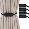 4 Pack Black Magnetic Curtain Tiebacks - Decorative Holdbacks for