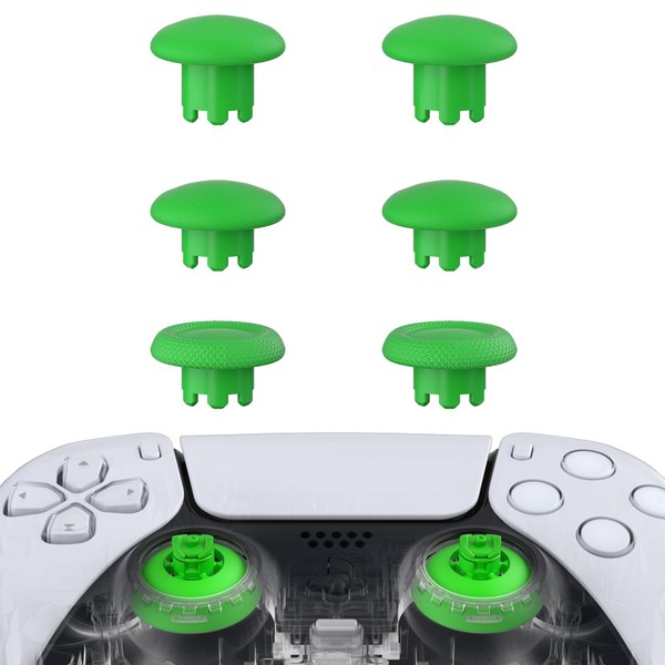 eXtremeRate Edge Style Thumbsticks for PS5 and PS4 Controller, Interchangeable Analogue Sticks, Joysticks Attachments for PS5 Controller, Bright Green [ThumbsGear]