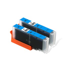 pomme BCI-371XLC Cyan Value Set of 2, Large Capacity, Compatible with Canon, Compatible Ink Remaining Level Indicator Included, ISO 14001/ISO9001 Certified Factory (BCI-370, BCI-371, BCI-370XL, BCI-371XL)