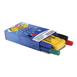DONAU 7372904-99PL Set of 4 Blackboard Markers Whiteboard Marker DONAU D-Signer B Bullet Tip 2-4 mm Colour Marker Blue Green Red Black Sponge Free Free