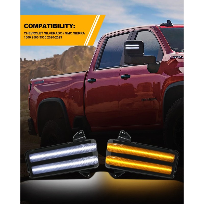 NEIFILES LED Side Mirror Turn Signal Light for Chevy Silverado