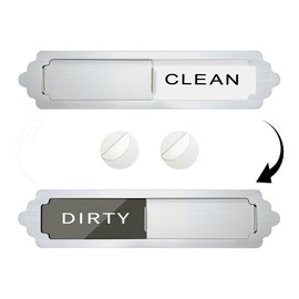 Acuxiaza Dishwasher Magnet Clean Dirty Sign 7x 1.5 Inch Stainless Steel Clean Dirty Dishwasher Sign with Optional Adhesive, Strong Magnet, Non-Scratch, Easy to Slide, Kitchen Home Decor