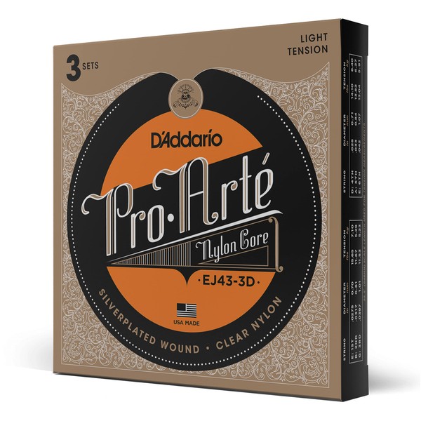 D'Addario D'Addario Pro Art Nylon Classical Guitar Strings, EJ43-3D, Light