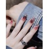 Nail Tips, Short, 24 Pieces, Silver Edge, Red, Gradient, False
