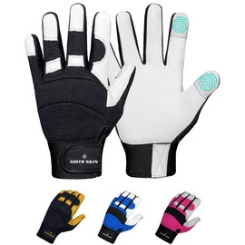 NORTH SKIN Gardening Gloves, Thorn-Proof Garden Working Gloves with Touch Screen Support, Thick Leather Pruning Gloves for Rose Blackberry, Heavy-Duty Safety Gloves for Garden, Mechanics Men Women