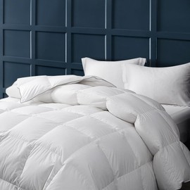 HYPREST Goose Feather Down Comforter 650 PF, Down Comforter King Size 100% Cotton Shell, Down Duvet Insert Lightweight Fluffy White Luxury Baffle Box 8 Tabs All Season