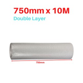 Double Layer Bubble Wrap Roll Bubble Size 10mm 10 Metres Clear Cushioning Roll (750mm x 10M)