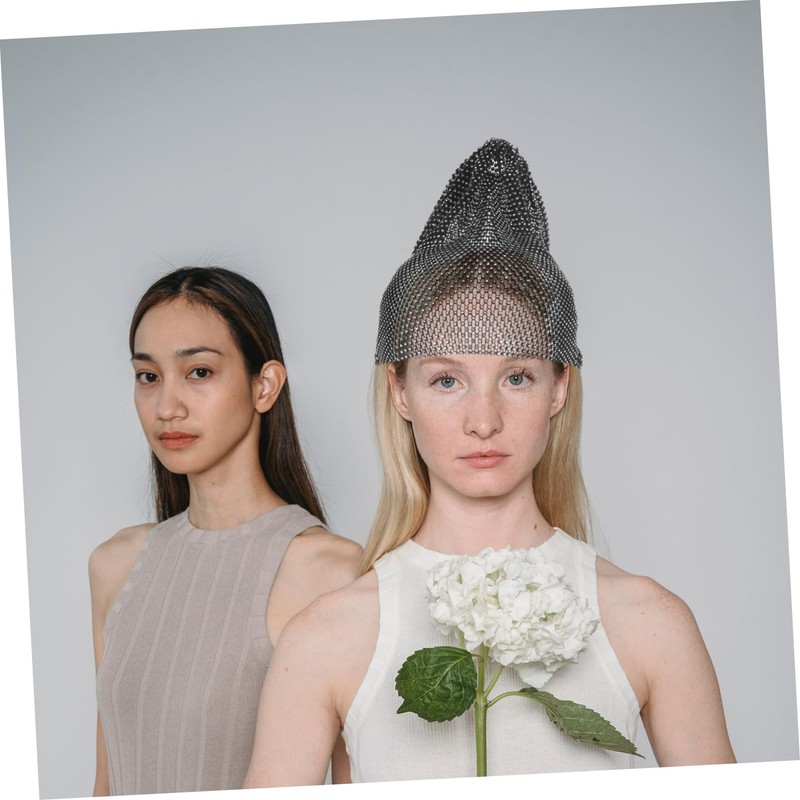 Gatuida Rhinestone Head Scarf Sparkly Mesh Headband Stretchy Crystal Nightclub