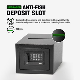 Mini Personal Electronic Safe Box - Small Security Box with Digital Keypad & Manual Override Keys, 0.2 Cubic Feet Steel Deposit Box for Kids, Home, Office, Hotel, Jewelry & Cash (Black)