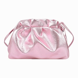 AiNinXun Cloud Shaped Dumpling Bag,Women's Clutches Pleated Ladies Evening Handbag PU Leather Clutch Purse with Drawstring Strap Y2K Crossbody Bag Small Shoulder Bag for Wedding Party Banquet