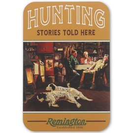 Remington Hunting Stories Told Here Metal Sign - Vintage Remington Wall Decor for Garage or Man Cave