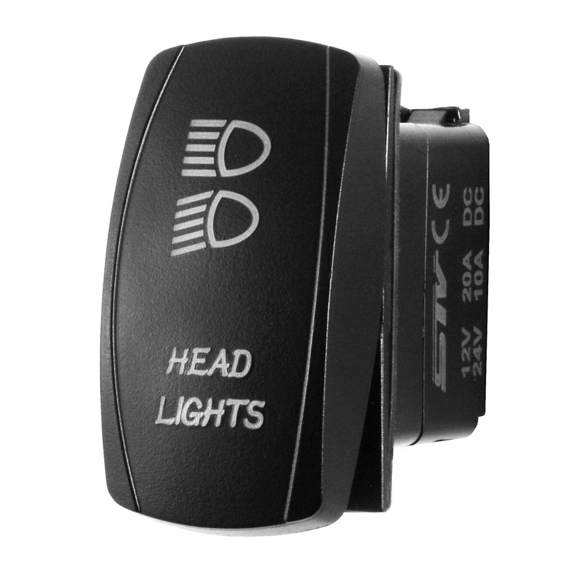 Laser Rocker Switch - HEADLIGHTS - Universal Off/On/On - 3