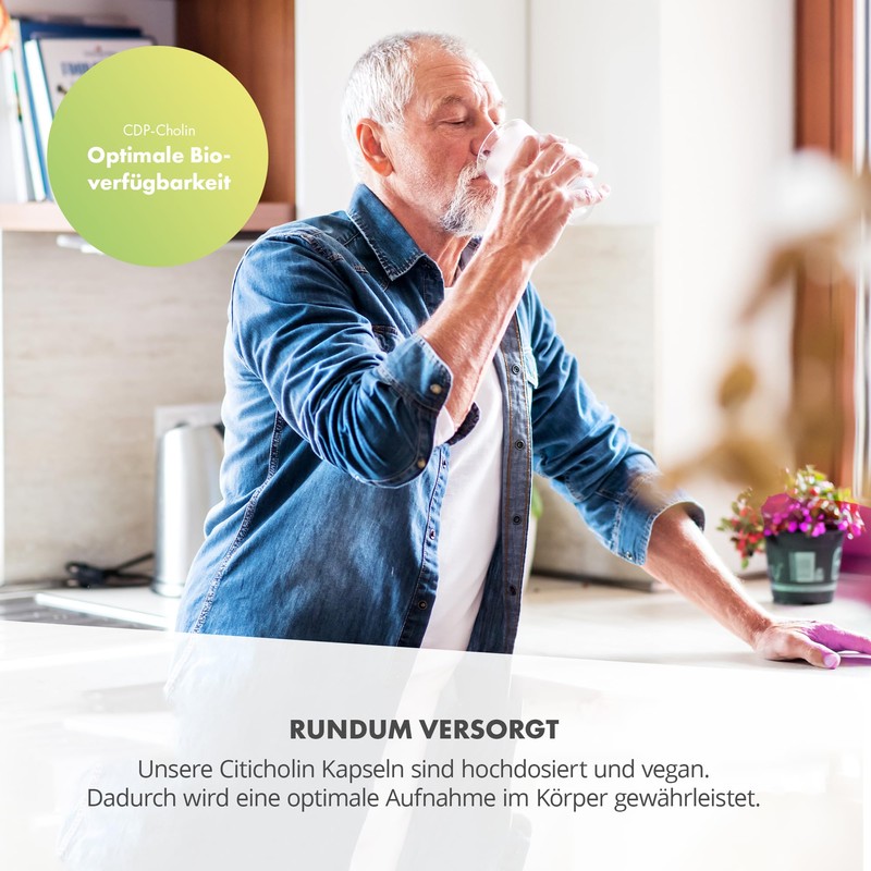 Nutritec CDP-Cholin 60 Kapseln, Nahrungsergänzungsmittel mit 250mg Citicholin pro Kapsel