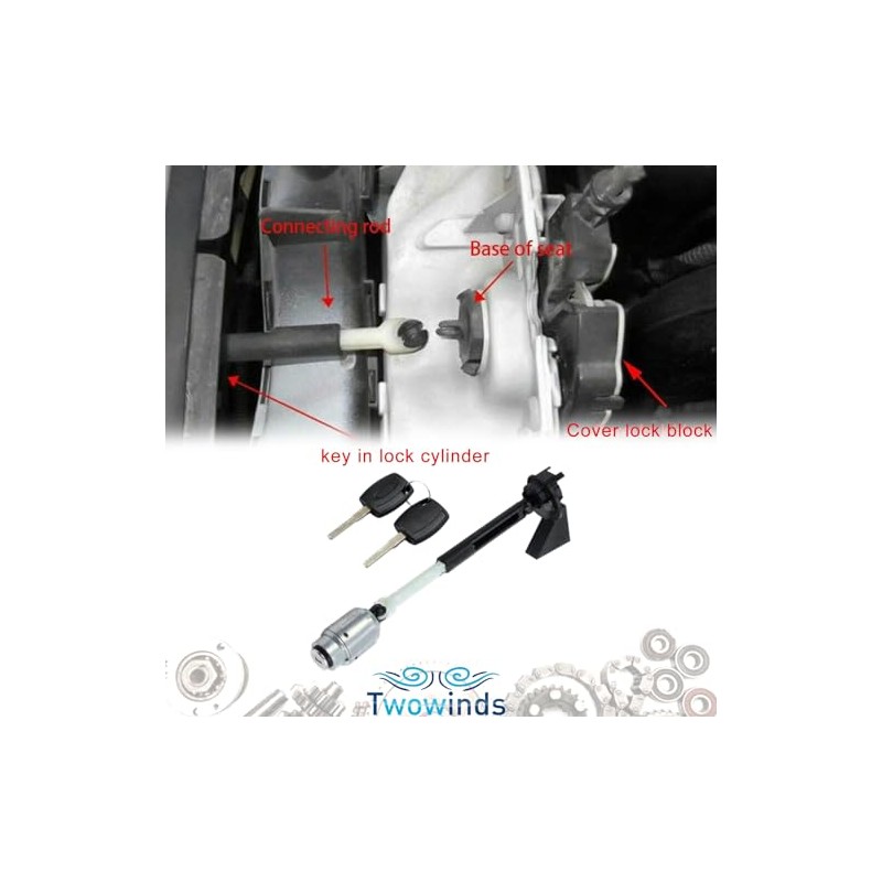 Twowinds Bonnet Lock Pumper, Lock Cylinder and Key Compatible with