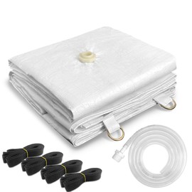 5 x 5ft Ceiling Leak Diverter with Hose and Grommets Heavy Duty Roof Leak Diverter White Leak Diverter Tarp with Hose Water Diverter Tarp for Roof Leak Fix