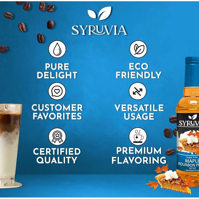Syruvia Sugar Free Maple Bourbon Pecan Syrup 25.4 fl oz,