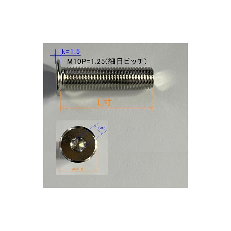 M10 (P=1.25) Stainless Steel Ultra Thin Low Head Cap Bolts