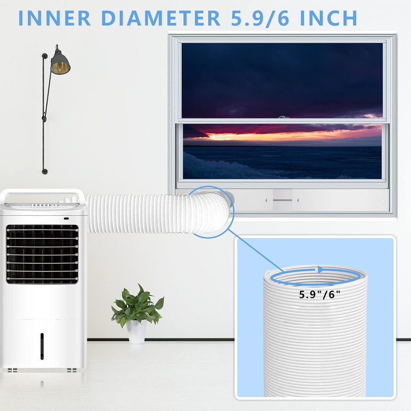 LEZIFU Portable Air Conditioner Kit with Hose, Adjustable Window Seal
