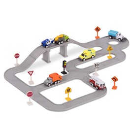 DRIVEN by Battat - Squadra cittadina sicura e pulita (57 pezzi) - Playset di auto giocattolo per bambini - Playset città da 57 pezzi - Binari collegabili - 3 anni +