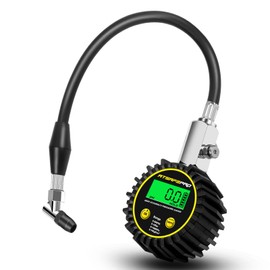 Digital Tire Pressure Gauge,ATsafepro Tire Pressure Gauge with Flexible Hose and Angled Chuck, Tire Pressure Gauge for Cars,Air Pressure Gauge - Professional Accuracy - 200 PSI