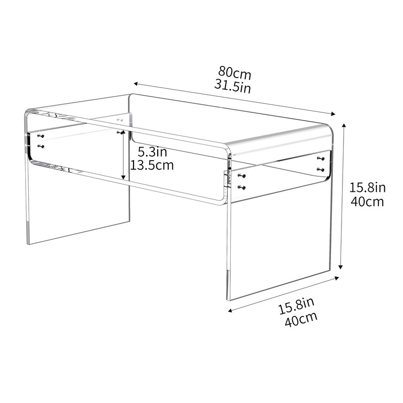 solaround Acrylic Coffee Table for Living Room Clear Rectangle Lucite