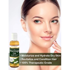 Premium Moringa Oil 4 oz | Paraben Free, Sulfate Free, Non-GMO | Max Hydration For Hair, Skin and Face | By Horbaach