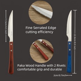 SanheKit Steak Knives Set, 6/8/12/14 Piece Options, High Carbon Stainless Steel, Wood Handle,ergonomic handle Design,serrated Meat Knife, Sharp Dinner Knives (12PCS set with Wooden Box)