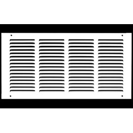 HVAC Premium 18'' x 8'' [Duct Opening] Flat Stamped Steel Return Air Grille - Sidewall and Ceiling - HVAC Vent Duct Cover - White [Outer Dimensions: 19.75''w X 9.75''h]