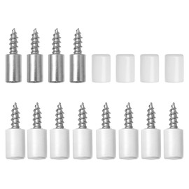 Hevysuo Pack of 20 Stainless Steel Self-Tapping Shelf Supports, 7.5 mm Shelf Support with Non-Slip Sleeve for Furniture, Cabinets, Silver