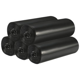 5 rollos de bolsas de basura pequeñas de 4 galones de material fino y fuerte, bolsas de basura desechables de plástico duraderas para oficina, hogar, recámara, jardín, cubeta de basura de 200 unidades (negro)